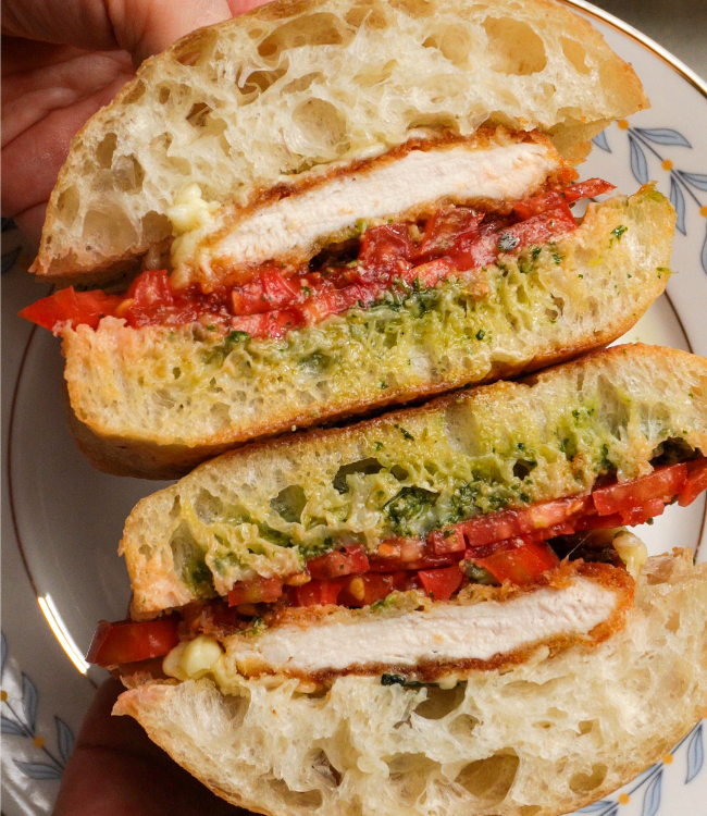 Crispy Mozzarella Chicken Pesto Sandwich