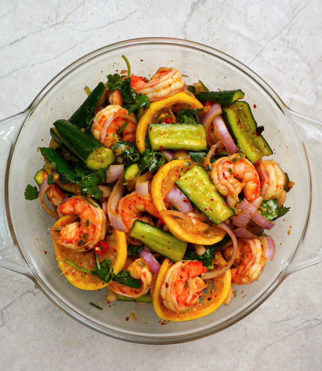cucumber prawn salad